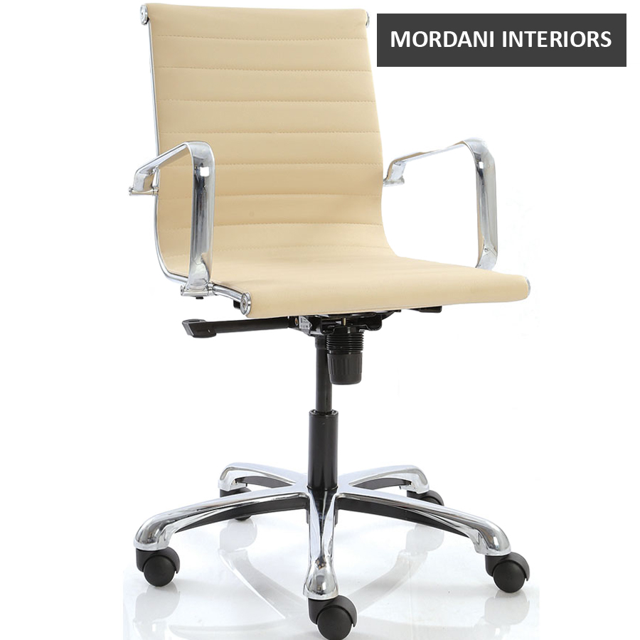 Eames Single Cushion Mid Back 100% Genuine Leather Chair Replica